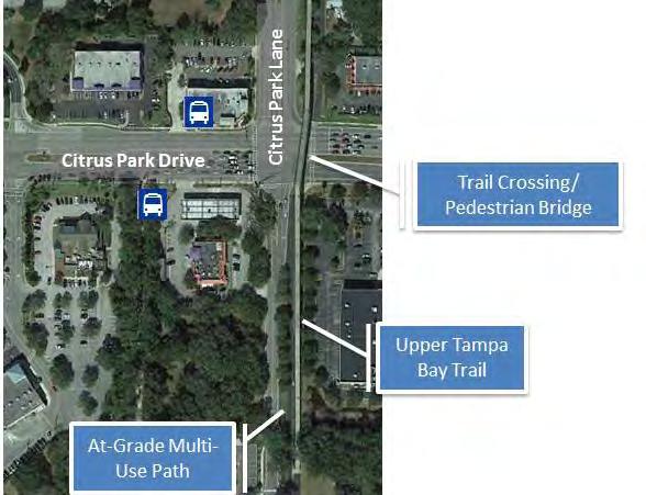 SCENARIO 1 ROUTE 39/UPPER TAMPA BAY TRAIL AT CITRUS PARK DRIVE The Upper Tampa Bay Trail connects to Route 39 at the signalized intersection of Citrus Park Drive and Citrus Park Lane (see Figure 32).