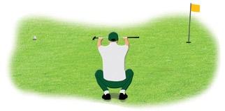 Align yourself in order to let your shoulders parallel to the ball-hole line.