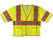 Proferred Orange ANSI Class 2 Hi Vi Reflective Vest (XXL) LIME ANSI CLASS 3 HI VI REFLECTIVE VEST Two tone color short sleeve vests provide increased visibility. Light weight and breathable.
