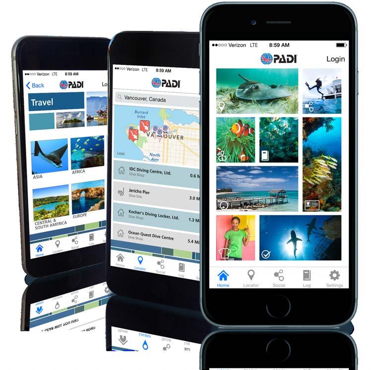 PADI APP INTRODUCING THE REVAMPED PADI APP The completely revamped PADI App is now available for Apple ios- and Android-based devices and helps improve and increase user engagement, drive awareness