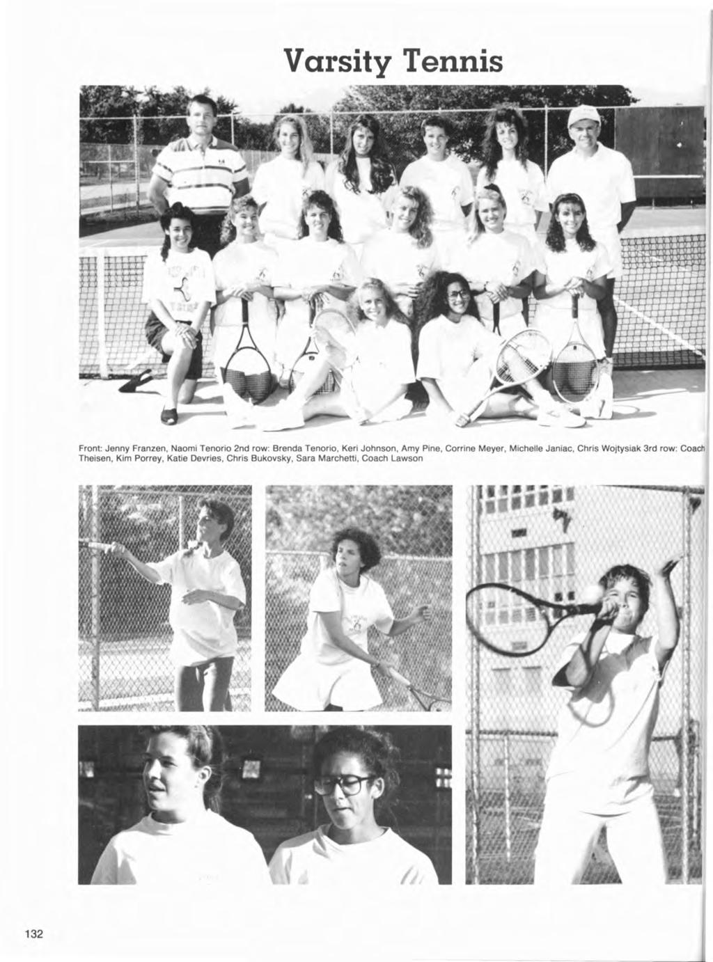Varsity Tennis Front: Jenny Franzen, Naomi Tenorio 2nd row: Brenda Tenorio, Keri Johnson, Amy Pine, Corrine Meyer, Michelle