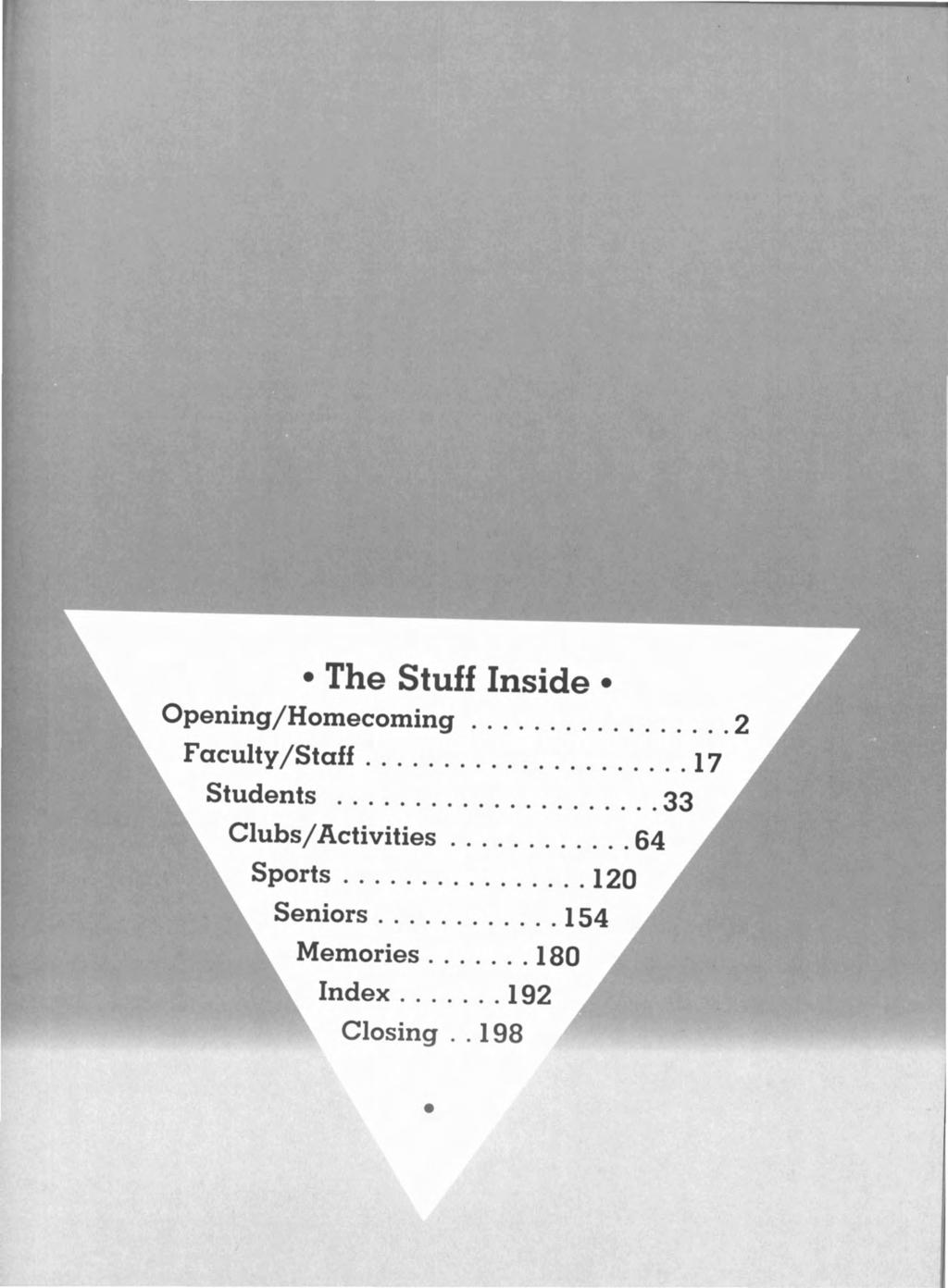 The Stuff Inside Opening/Homecoming 2 Faculty/Staff 17 Students 33