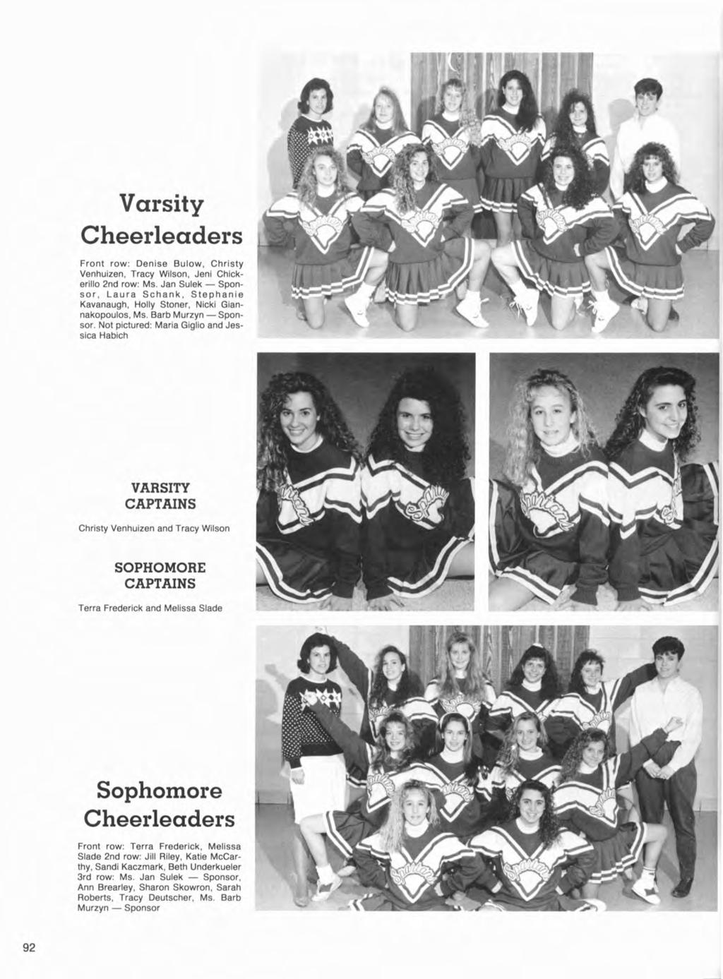 Varsity Cheerleaders Front row: Denise Bulow, Christy Venhuizen, Tracy Wilson, Jeni Chlckerilio 2nd row: Ms.