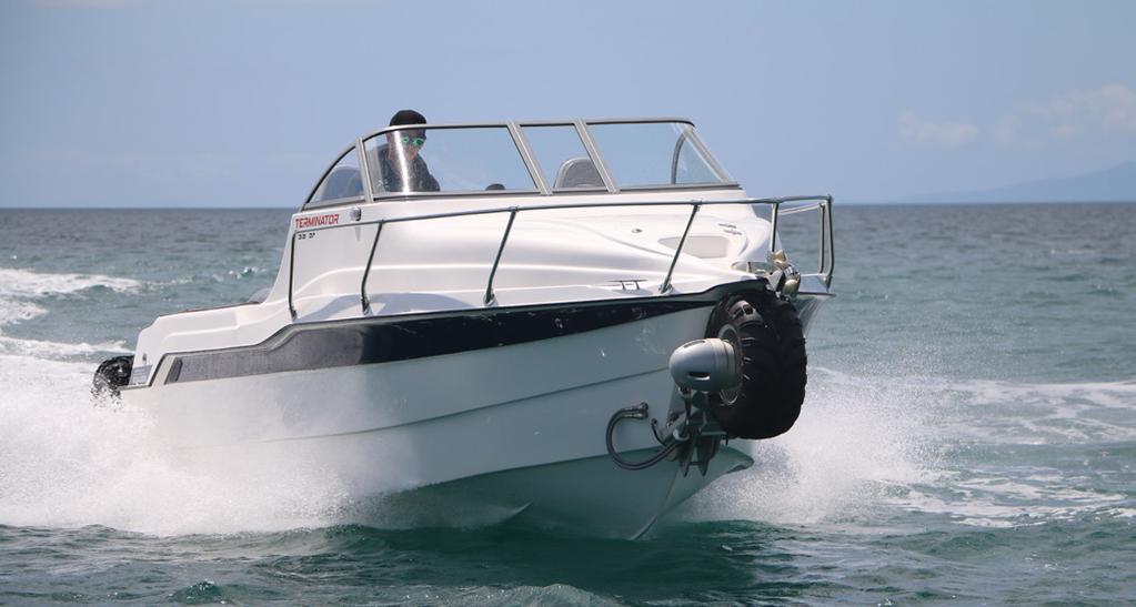 BOAT REVIEW Terminator 755 SF The new Terminator 755 SF, Sealegs first foray into the GRP cabin boat market.