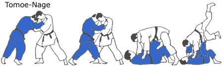 Tomoe Nage "Circle Throw" 1. Break opponent forward while stepping your left foot deep between their feet, bending your left knee. 2.
