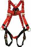 Fall Protection Elk River ConstructionPlus Harnesses CP+ Harness 1 steel D-ring at center of back 6' NoPac energy absorbing lanyard attached to D-ring at center of back Parachute mating buckles on