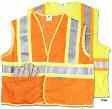 II / IL DOT Class II Mesh Safety Vests Hook and loop closures in the front allow easy on/off wearability Genuine 3M TM reflective, doublestitched bar tacks and durable seams Two pockets, 1 inside and