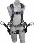 Fall Protection DBI Sala ExoFit Harnesses ExoFit XP Tower Climbing Vest Style Harness Front & side D-Rings, & back stand-up D-Ring Seat sling with positioning rings Quick-connect buckles Hip pad and