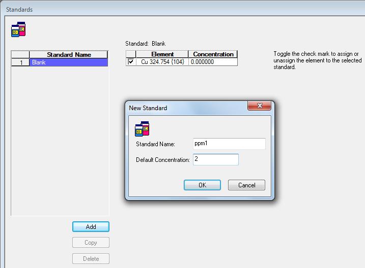 i. Select Standards : Keep Blank and delete HighStd Add extra 5 standards (ppm1, ppm2, ppm3, ppm4,
