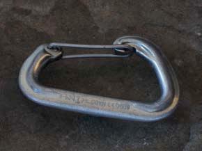 There is also another class of karabiners with wire gates instead of solid gates, although we have no information on whether they have been found to fail with their gate open in a climbing