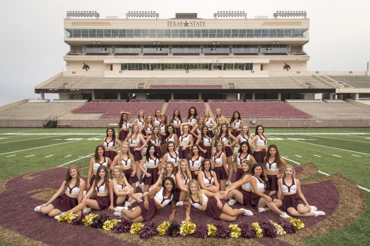 The Texas State Strutters are a non-coed performance group. This organization takes great pride in being exemplary role models to thousands of young dancers around the world.