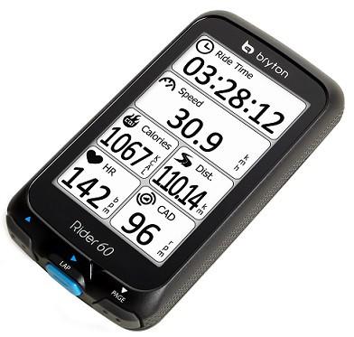 Maps: Map Adventurer ( Optional ) GPS Bryton Rider 60 T Test The GPS Bryton 60T is characterized by the 3-inch touch screen, with the ability to customize eight pages of datas.