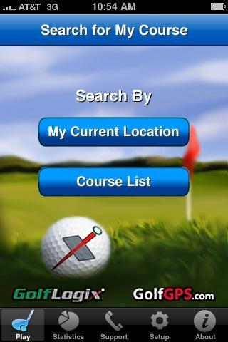 Play Golf: Search for My Course Course Selection.