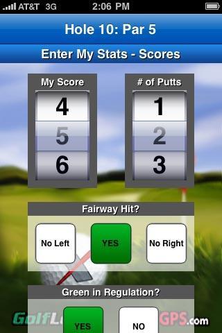 Statistics: Statistic and Scoring Features Enter My Stats-Score The Enter My Stats-Scores screen will appear when you are finished with each hole.