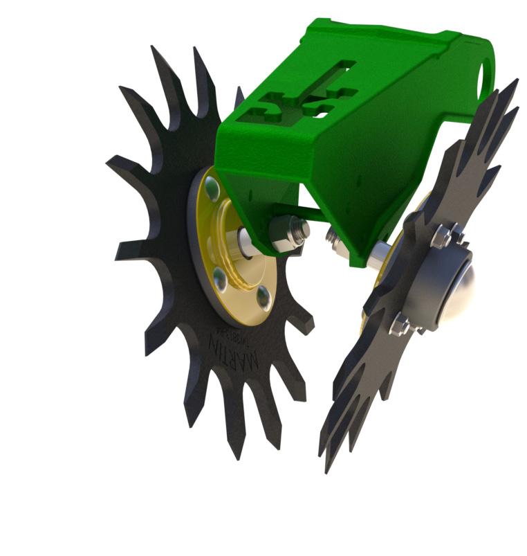 BSCW1341 Spading Closing For planters with roll-pin attached hubs: Deere 7000 & 7100 series, early Kinze series planters 3/8 thick, 13 diameter right