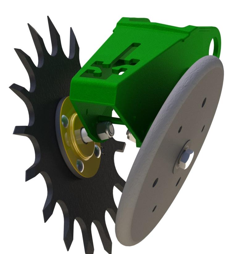 BSCW1541 Spading Closing For planters with roll-pin attached hubs: Deere 7000 & 7100 series, early Kinze series planters 3/8 thick, 15 diameter right or left toothed steel wheels with Adapter axles