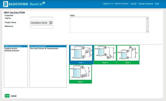 The main screen has a section to manage your projects and a section to manage your calculations.
