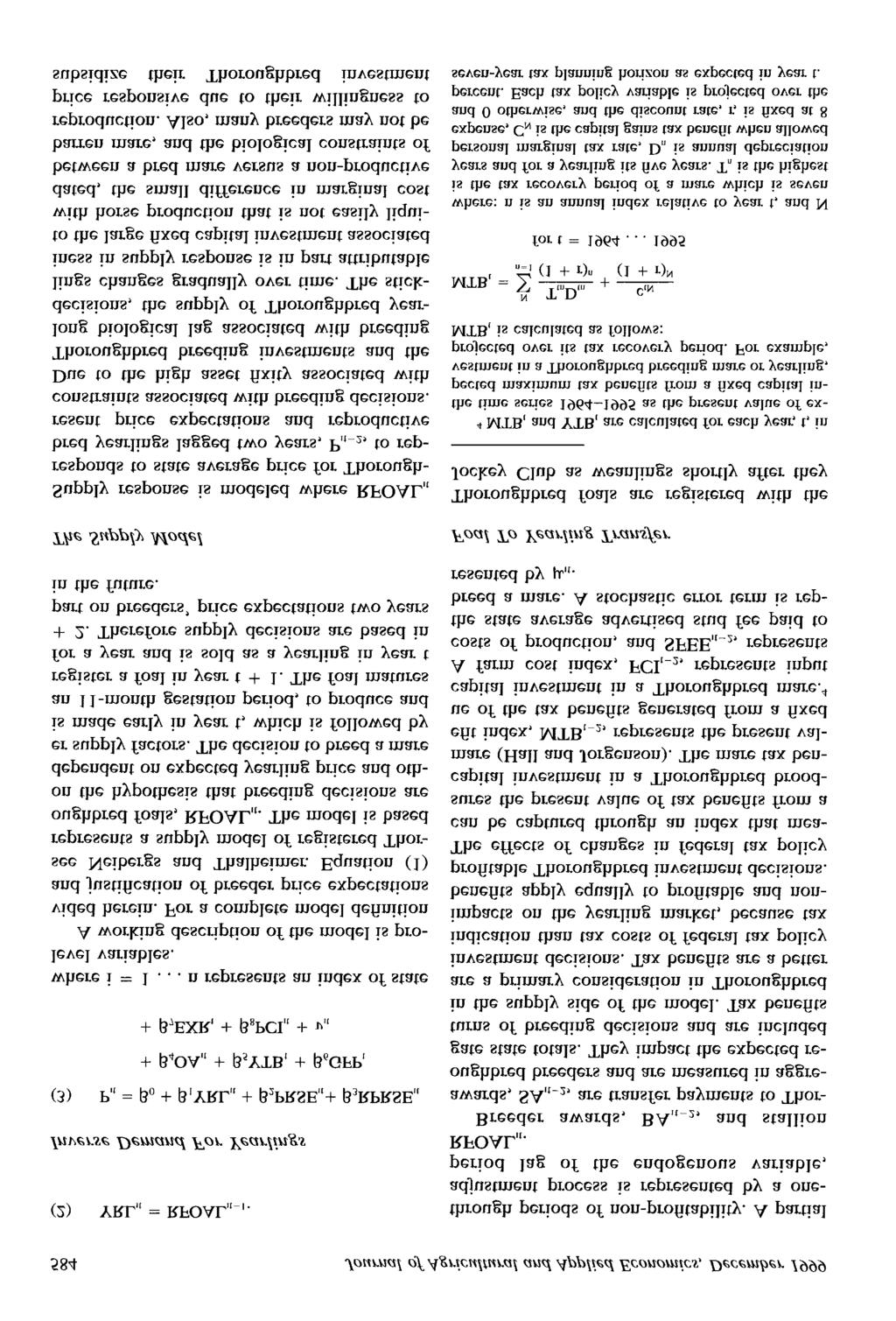 584 Journal of Agricultural and Applied Economics, December 1999 (2) YRL,, = RFOAL,, -I.