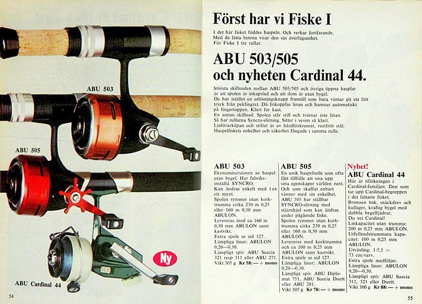 In 1969 ABU introduced the four categories of fishing methods and corresponding tackle: Fishing 1, 2, 3 and 4. Fishing 1 was the lightest category.