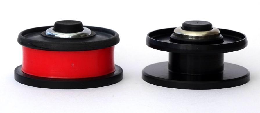 An original plastic Cardinal 33 spool with red plastic arbor (left) and a custom made aluminium one (right) When the Cardinal 33 was first cataloged in 1975, a rod to match it was introduced as well.