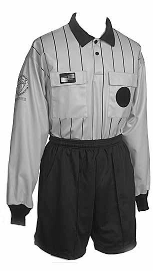 Standards of Dress and Appearance Official United States Soccer Federation Referee Uniform BLACK COLLAR GOLD SHIRT with black pinstripes (long or short sleeve) ONE BADGE ONLY: UNITED STATES SOCCER