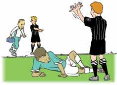 INJURIES Referee Makes quick assessment of seriousness Returns to position if not serious Gives teams opportunity to stop play by sending ball off the field (sportsmanship) Stops play if injury is