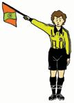 of the throw-in Drops flag when it is clear that restart and direction are established If the referee does not see it, maintains the signal in accordance with the pre-game conference