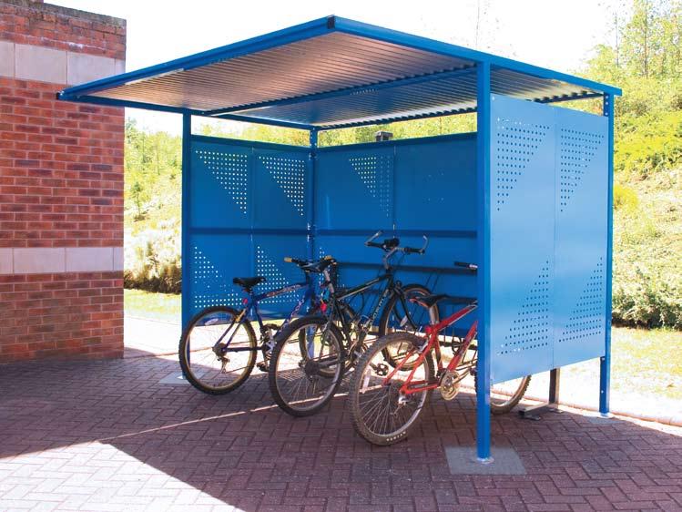 Traditional Cycle Shelters These shelters provide storage and security with a screened appearance for landscaped sites.