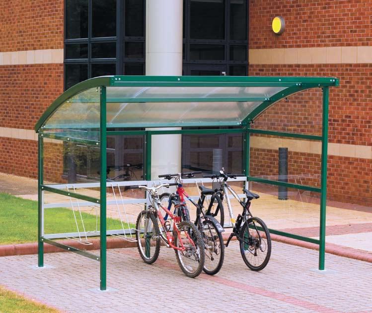 Premier Cycle Shelters The Premier Cycle Shelter has a more curved, contemporary design intended to blend into both traditional and modern environments, thus providing tidy and secure storage of
