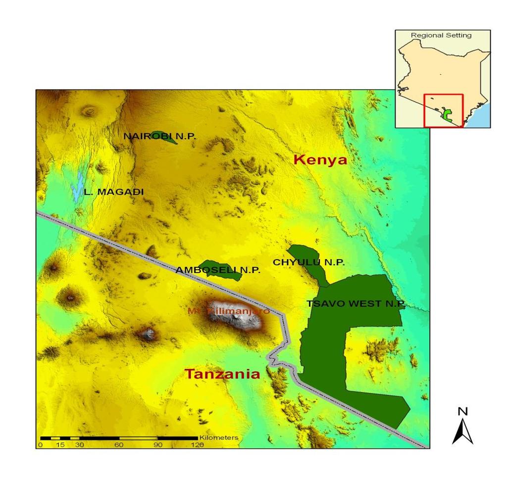 CHAPTER THREE STUDY AREA, MATERIALS AND GENERAL METHODS 3.1 Study Area 3.1.1 Location and size This study was carried out in Amboseli, Athi-Kapiti plains and Tsavo ecosystems located in Southern Kenya.
