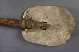 Item number: Fry0141 Item Number: Fry0141 Category: Shovel Materials: Wood, seal hide lashings and whale bone Description: Snow shovels of this