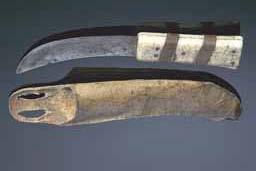 Item number: Fry0047 Item Number: Fry0047 Category: Knife Materials: Walrus ivory, steel blade and seal skin sheath.