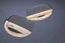 Item number: Fry0056 Item Number: Fry0056 Category: Ulu Materials: Walrus ivory and steel Description: Ulus, of the style are found in