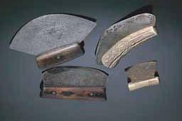 Item number: Fry0058 Item Number: Fry0058 Category: Ulu Period: 1900-1925 Materials: Wood, bone and steel Description: These ulus are generally of the type found on St.