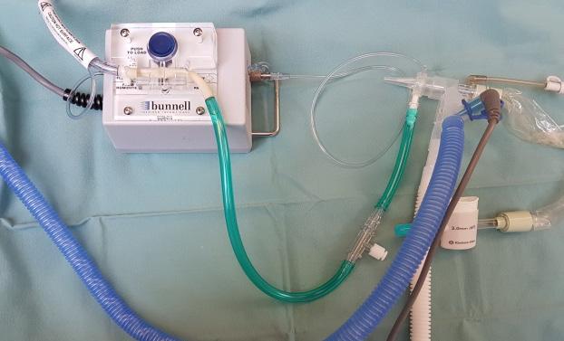 Attach the appropriate size closed manifold suction catheter to the VN500 circuit and Life Port Adaptor.
