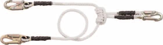 LANYARDS ISO 9001-2000 Ropes & Accessories Adjustable Safety Lanyards Made from white three-strand twisted Polyester rope or double braided Polyester with hand-spliced eyes.