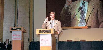 Non-Sports Programs Supplementary Material Dr. Timothy P. Shriver, SOI Chairman & CEO, addressing a forum.