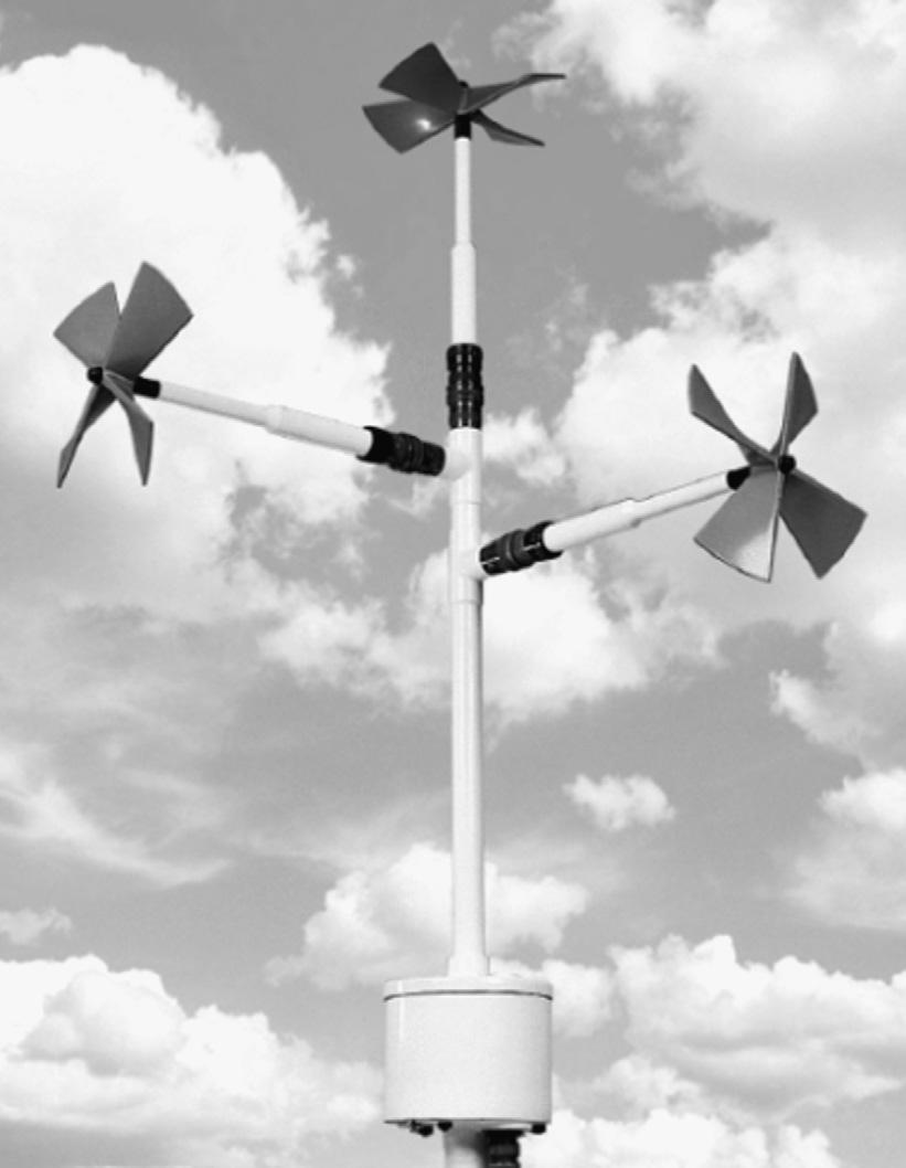 54 Wind Power Generation and Wind Turbine Design Figure 1: Propeller anemometer in fixed three-dimensional arrangement. thus to an under-estimate of the wind speed.