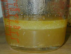 Consequently, when mixed together, oils and water don t mix. Here for example, is freshly made chicken soup.