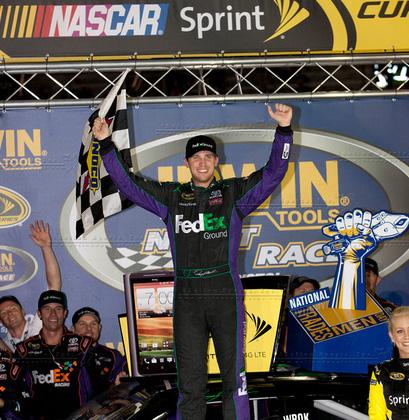 Denny Hamlin Biography Hamlin had an up-and-down 2014 season that saw him advance all the way to the Championship 4 at Homestead- Miami (Fla.) Speedway in the new, knockout-style Chase format.