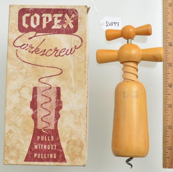 DB97 Copex corkscrew in the original box. $39 Copex offered these simple instructions for use: "Simply place the Copex over any bottle. Grip corkscrew and bottle with one hand.