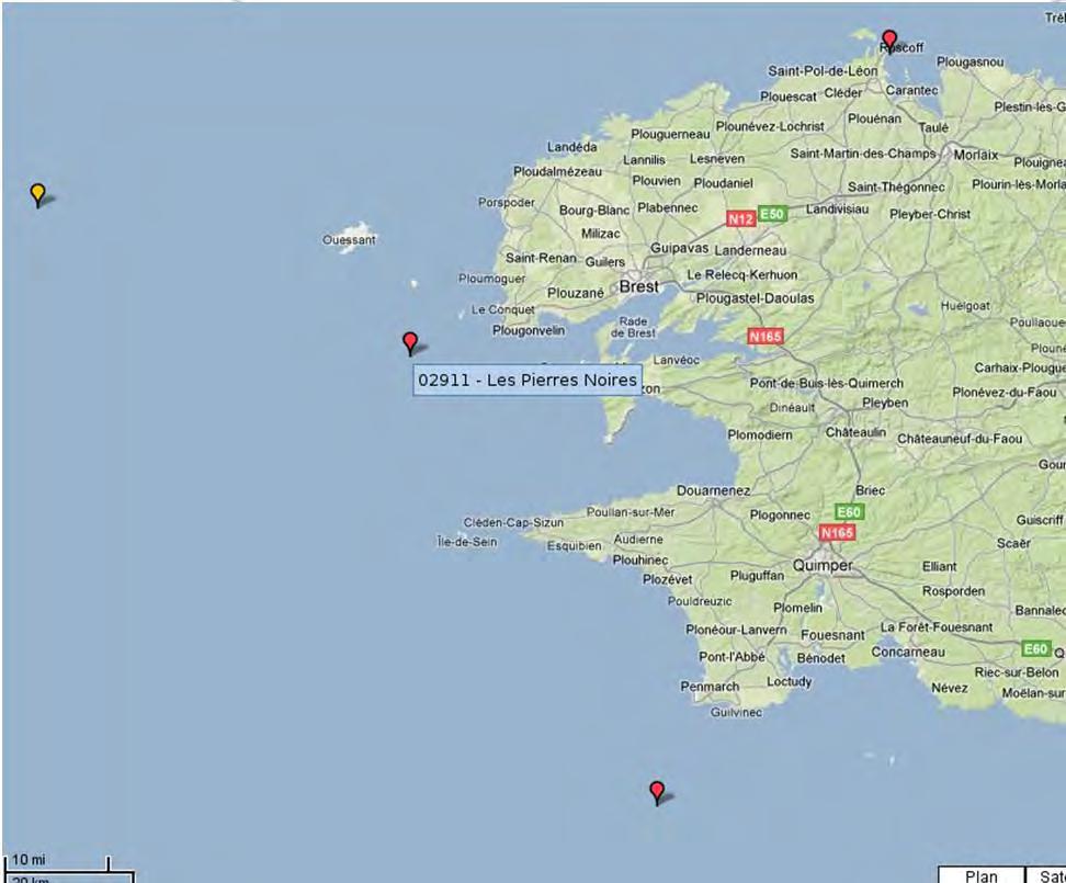 Pilote site & in-situ data Iroise sea Directionnal wave buoy : 02911 - Les Pierres Noires Location : 048