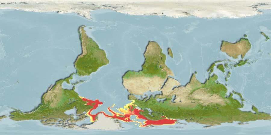 Figure 2. Global range of Atlantic Halibut. See Kaschner et al. 2008.