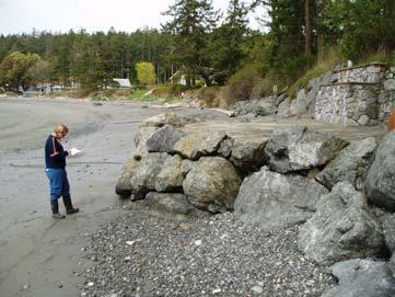 Remove infringing rockery from intertidal as it not only precludes access to upper