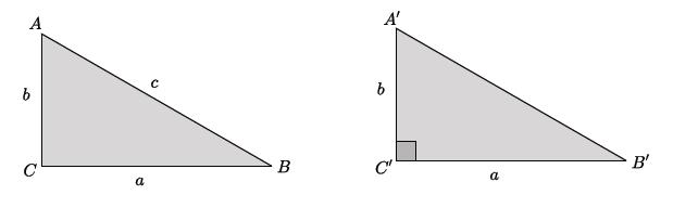 The following is another proof of the converse. Assume we are given a triangle so that the sides,,, and satisfy. We want to show that is a right angle.