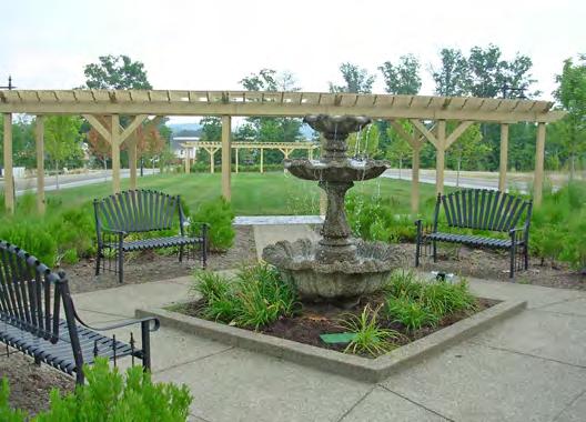 Pedestrian Amenities Civic Green with pergola, benches
