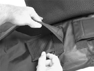 ADJUSTING THE WAISTBAND LENGTH - HOOK AND LOOP SYSTEM Lay your BC so that the front of the BC is facing you.