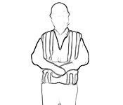 7. Select the correct hand signal for stop. with the palm down and move your arm back and forth. B. While your arm and index finger is pointing down, make small circles with your hand and finger. 8.