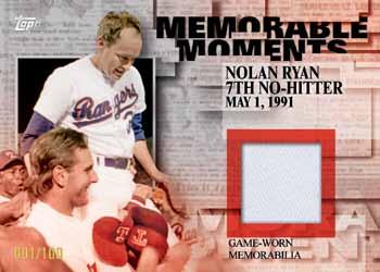 Memorable Moments Relic Cards Sequentially numbered.