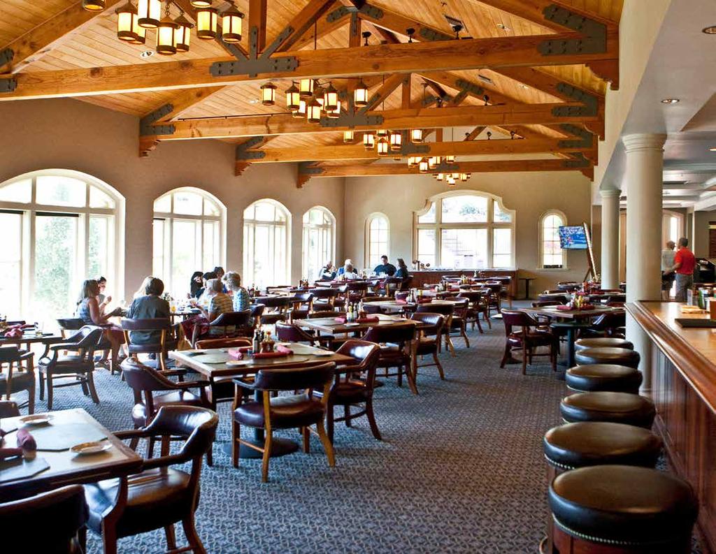 The Grill Room This spacious room overlooking the beautiful first tee seats 150 for dinner, and has access to a dining veranda during